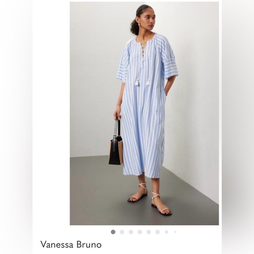 RTR Vanessa Bruno Size Large Blue and White Striped Dress